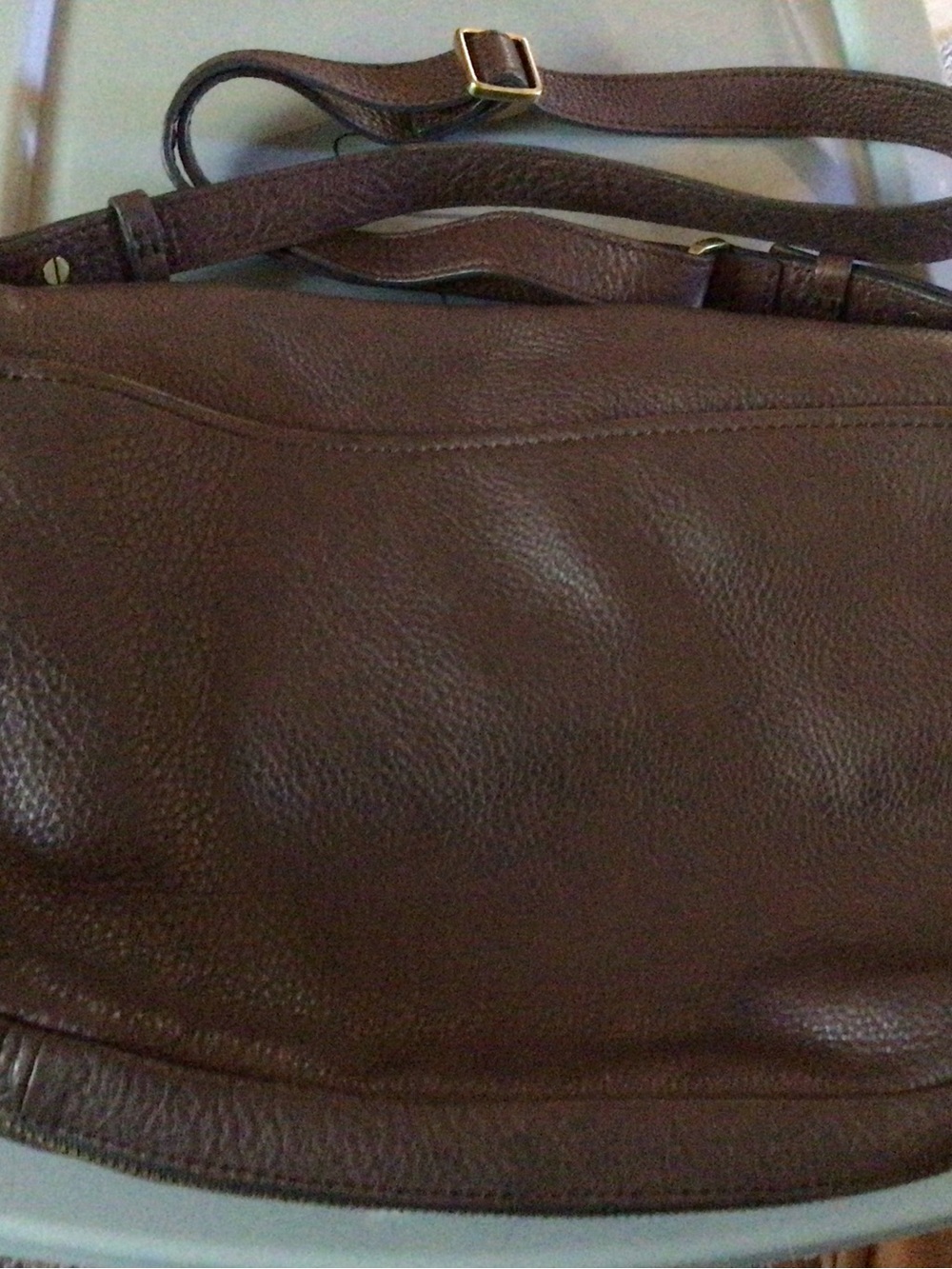 Fossil / Preston Espresso Pebbled Leather Crossbody Bag with Gold Hardware - Picture 7 of 12